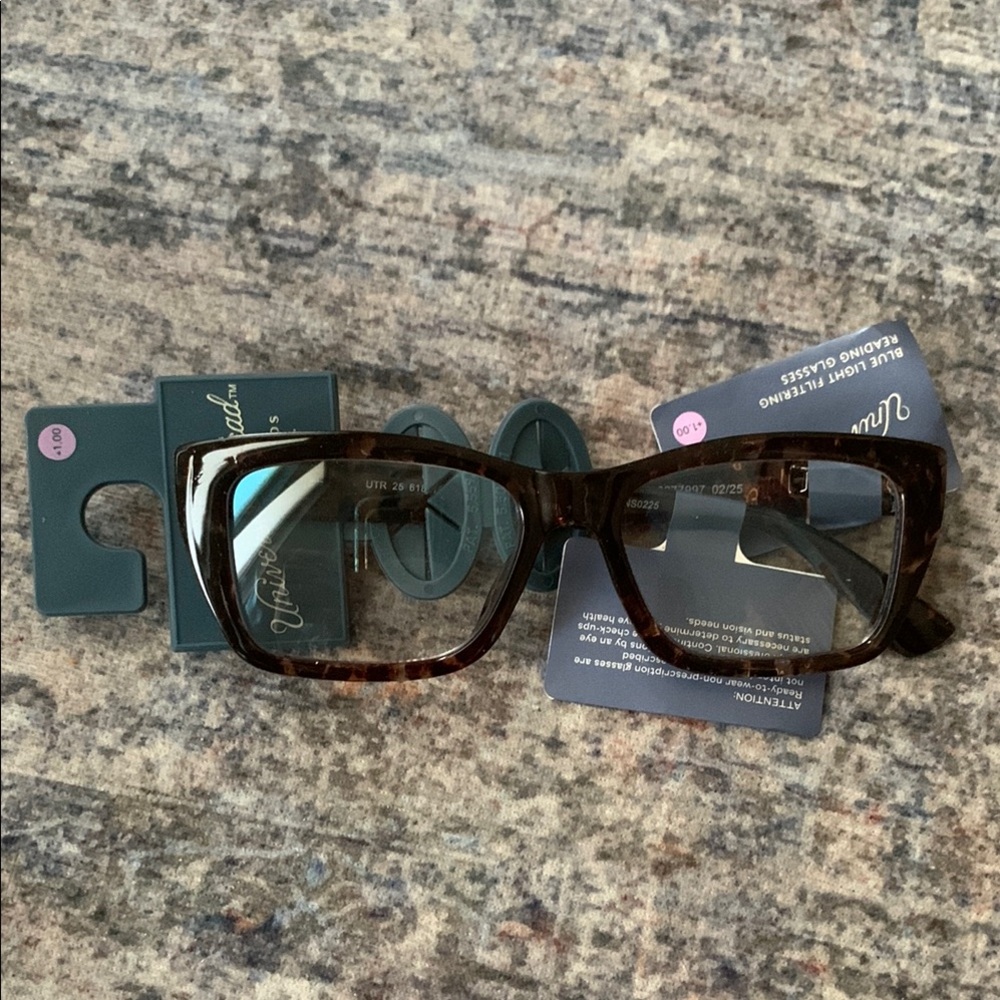+1.00 Blue light Tortoise Shell Square reading Glasses